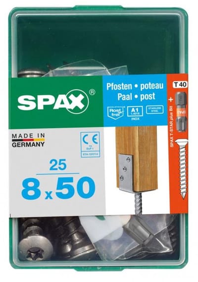 Spax Metaalschroef T-star Rvs A1 Cilinderkop Torx T40 - 8x50mm - 25 Stuks