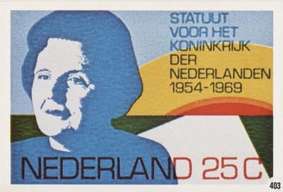 Briefkaart met afbeelding Statuut voor het koninkrijk der Nederlanden postzegel