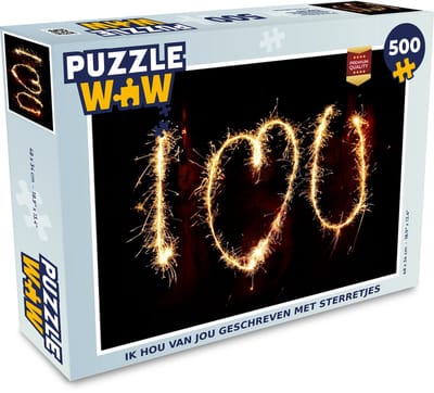 Puzzel Ik hou van jou geschreven met sterretjes - Legpuzzel - Puzzel 500 stukjes