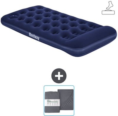 Bestway luchtbed - 1-Persoons - 99 x 188 x 28 cm - Blauw - Inclusief pomp en Hoeslaken