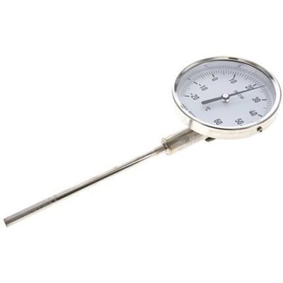 -20 tot +60°C RVS Bimetalen Thermometer 100mm Behuizing 160mm Dompelbuis Onderaansluiting - TBLUSH-26-100-160