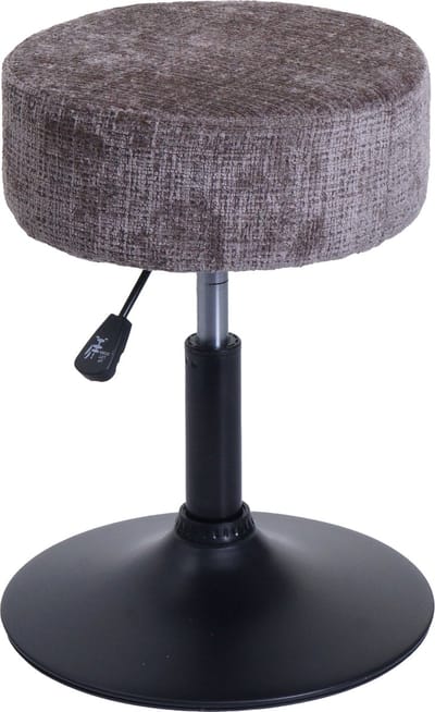 Kruk MCW-C22, kruk make-up kruk, in hoogte verstelbaar draaibaar Ø 37cm stof chenille (465g/m²) MVG ~ bruin