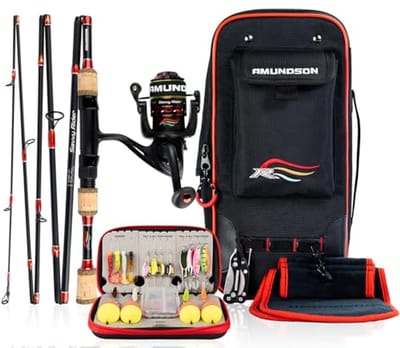 Hengel en Haspel Combo voor Automatische Uitbreiding - Grafiet Carbon Rod met Aluminium Spoel - Draagbare Reiskit voor Camping en Vissen - Geschikt voor Alle Seizoenen en Weersomstandigheden - Ideale Vissen Gift voor Beginners