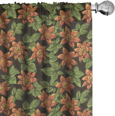 ABAKUHAUS Gordijnen – 2x75x245 cm – microvezel, donker taupe & groen