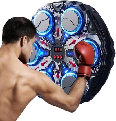 Interactieve Bokstrainer - Muziekmachine Fitnessapparaat - Thuis Sporten - Snelle Reactie Synchronisatie - 33 x 33 cm - Zilver