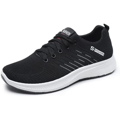 Heren Sportschoenen met Dikke Zool, Alles-Match, Zomer Mesh Ademend, Heren Hardloopschoenen, Mode Platte Zool, Comfortabele Herenschoenen 40 zwart