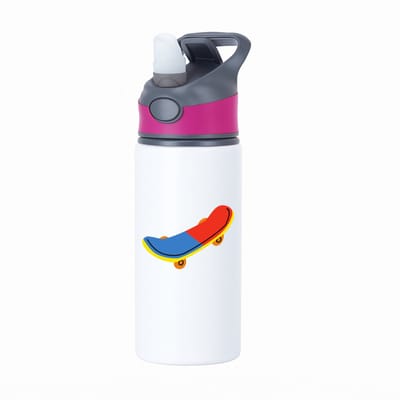 Hacebo® - Skaters waterfles met rietje roze - Skateboard - Skateboarders - Speelgoed - sporten - water fles - 650ML