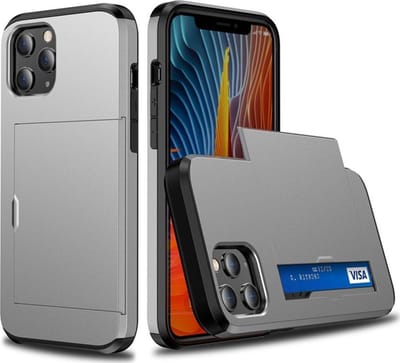 pashouder hoesje geschikt voor iPhone 13 Pro | vakje voor pasjes grijs