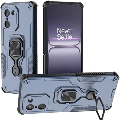 MobyDefend Hoesje - Geschikt voor OnePlus Nord CE 5 - Dubbelgelaagde Pantsercase Met Standaard - Blauw
