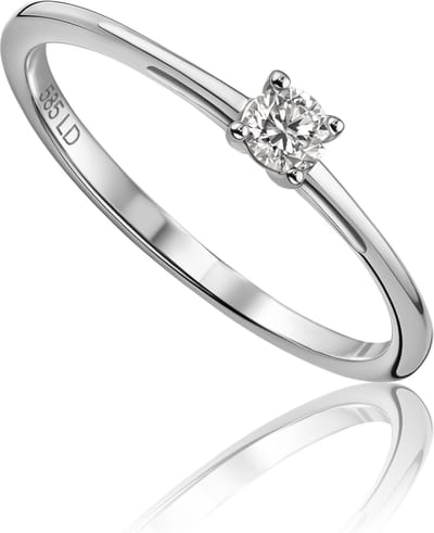 Miore Pure Ring - Gemaakt van 14 Karaat Witgoud - Met Diamanten - Handgemaakte Sieraden - Trouwringen - set - Elegante Dames Sieraden - Maat 50