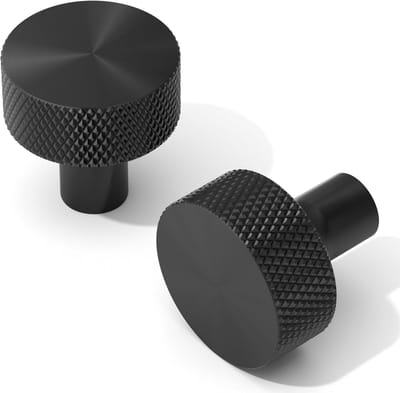 Set van 10 matzwarte kastknoppen, vintage gekartelde ronde kop, 31 mm trekgrepen, aluminium deurknoppen, kastbeslag voor dressoirlade, keukenkast, kledingkast