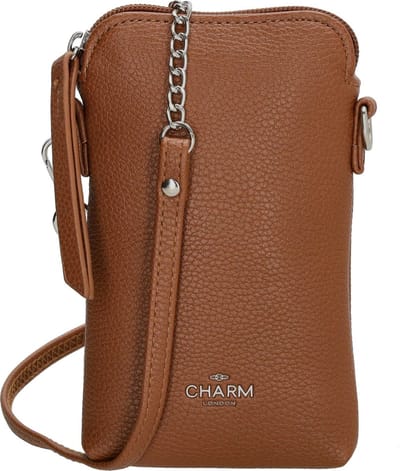 Charm London Stratford Telefoontasje Dames - Crossbodytas voor Dames - Schoudertas van Imitatieleder - Middenbruin