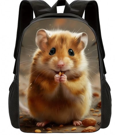 Hamster Rugzak | Hamsterpatroon Rugtas | Schattige Hamster Rugzak | Cavia Rugzak | Gave Rugzak | Dieren Rugzak | Rugzak Meisjes | Rugzak Jongens | Mooie rugzakken met Hamster | 15 - 20 liter | Kinder Rugzak
