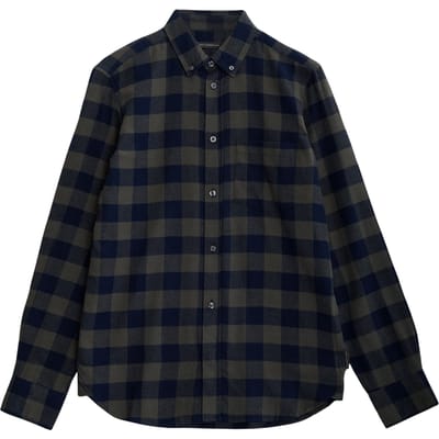 French Connection Large Gingham Flannel Ls Khaki/marine Größe: XS | Longsleeves Outlet | Herren | Braun