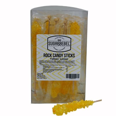 Sugar Rebel Kandij Sticks- Geel, Citroen | Luxe suikersticks voor Thee, Cocktails & Feestdrankjes
