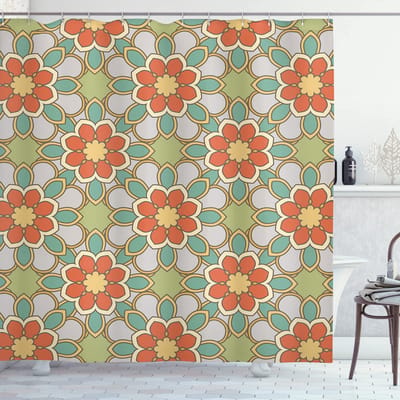 ABAKUHAUS Bloemen douchegordijn – Kunst – 175x200 cm – Veelkleurig