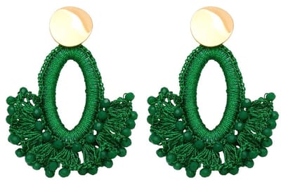 Oorbellen met Glaskralen - Oorhangers - 7 cm - Groen