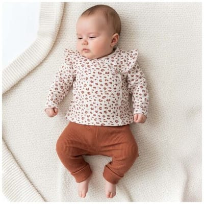 Prénatal newborn kledingset animal print Light Orange Brown 44 unisex