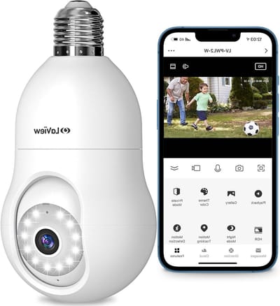 Beveiligingscamera Lamp - Slimme Camera - Huisbewaking Buiten - 360 Graden Zicht - 4 MP HD - Wit