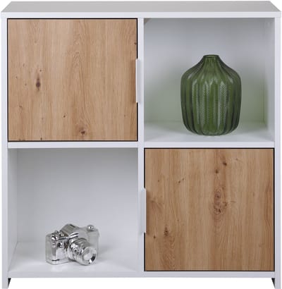 Multifunctionele kast Pepeto | 77 x 30 x 77 cm | Open en gesloten opbergruimte | Kleur: Wit