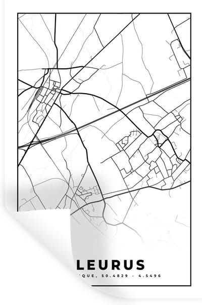 Muurstickers - Sticker Folie - Plattegrond – Fleurus – Zwart Wit – Stadskaart - Kaart - België - 20x30 cm - Plakfolie - Muurstickers Kinderkamer - Zelfklevend Behang - Zelfklevend behangpapier - Stickerfolie