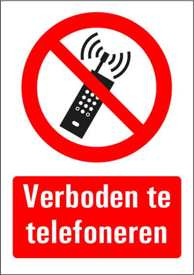 Verboden te telefoneren bord met tekst 148 x 210 mm