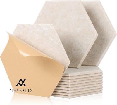 Nevolis 12 Pieces Acoustic Panels Self Adhesive30 x 26 x 1cm Hexagon Acoustic Panels Acoustic Absorber Sound Insulation Panels Wall For Sound Studio Office Studio and Wall Decoration - Rdutuok Hexagons .