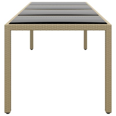 vidaXL - Tuintafel - met - glazen - blad - poly - rattan - beige