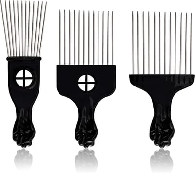 Set van 3 metalen afro kammen voor professioneel haarstyling, ideaal voor krullend haar en haarverzorging voor zowel vrouwen als mannen