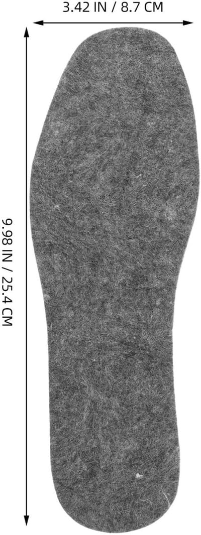 Store_9 - Wol Vilt Binnenzool - Dikkere Inlegzolen - Warme Winterinlegzolen - Knipbaar Ontwerp - Geschikt voor Laarzen - 25,4 x 8,7 cm