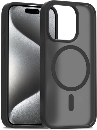Solidenz Hoesje - Geschikt voor iPhone 15 Pro Max - FrostMag Backcover geschikt voor MagSafe - Zwart