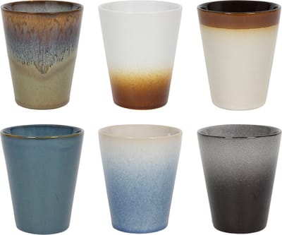 Studio Tavola Cappuccinokopjes - Koffiebekers Set van 6 - Coffee Cups Aardewerk - Diverse Kleuren - Vaatwasser- en Magnetronbestendig - 310 ml