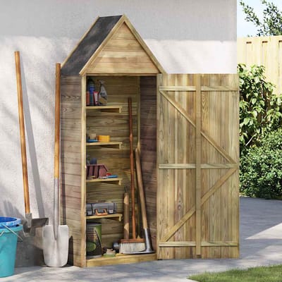 vidaXL - Tuinschuur - met - deur - 69,5x32x178 - cm - geïmpregneerd - grenenhout