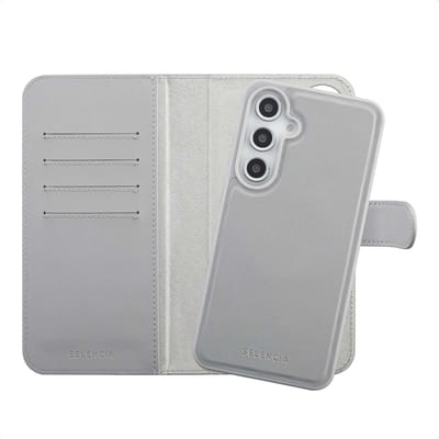 Selencia Hoesje - Geschikt voor Samsung Galaxy S24 FE - Olyn Uitneembare Bookcase met Magnetische Ring - Grijs