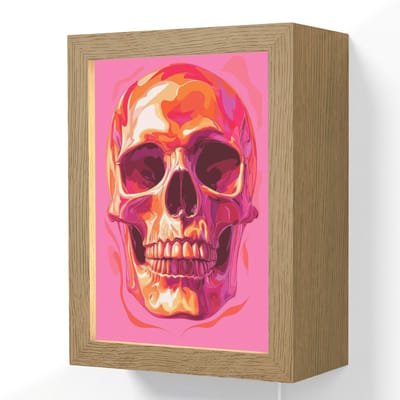 Wandlamp 15x20 cm - Oplaadbaar - Felroze - Tanden - Schedel - Wandlampen binnen woonkamer - Slaapkamer lamp met kabel - Decoratieve nachtlamp - Vloerlamp snoer