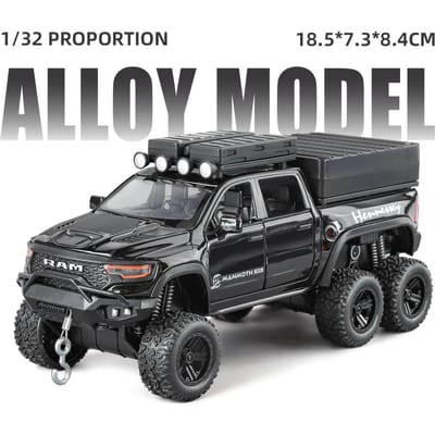 1:32 Tyrannosaurus Ram Pick-up Legering Kampeerauto Auto Model Diecasts Metaal Off-Road Voertuigen Auto Model Geluid Licht Kindercadeau