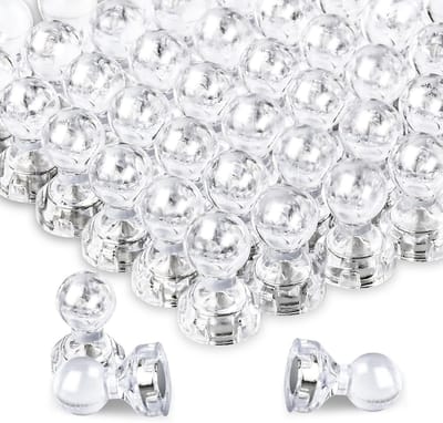 Mini Magnet Set - 50 Stuks Decoratieve Neodymium Magneten voor Magnetische Whiteboards, Kantoor en Thuis, Transparant en Wit, Konische Vorm