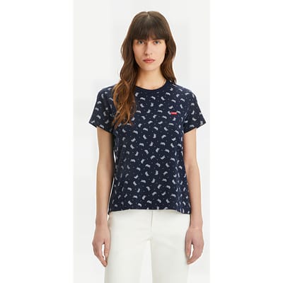 Levi's Perfect Tee Sawyer Paisley Sugar Swizzle Maat: S | Tops Outlet | Dames | Blauw