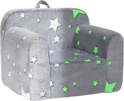 Knuffelstoel Kinderen - Zitje - Lezen - Schuimvulling - 46 cm hoog - Grijs