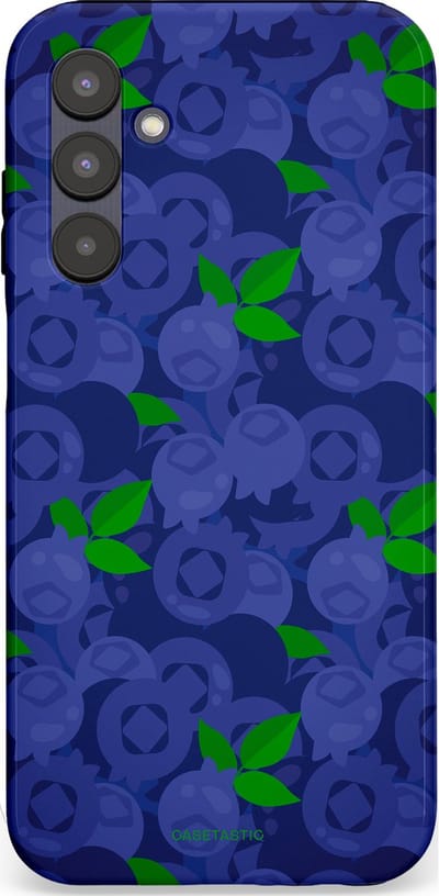Casetastic hoesje geschikt voor Samsung Galaxy A25 - Dubbellaagse bescherming - Berrytastic Blauwe Blueberry Bessen - Fashion Case - Donkerblauw Groen
