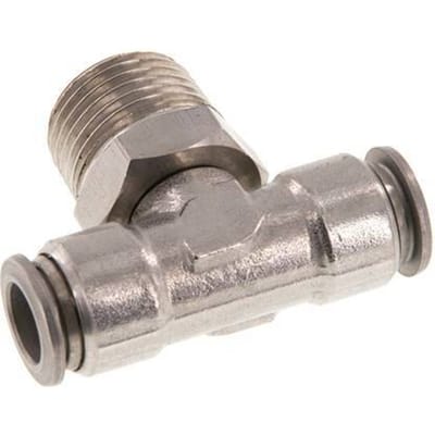 10mm x R1/2'' inline T-stuk RVS Insteekfitting Buitendraad Draaibaar FKM
