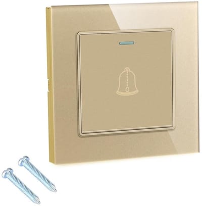 Deurbel Glas - Drukknop Deur - Toegang Verlenen - Minimalistisch Design - 86 mm - Goud