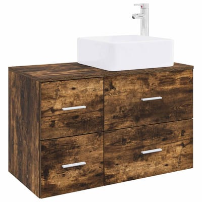 vidaXL - Badkamermeubel - Set - 2 - st - Gerookt - eiken - Bewerkt - hout