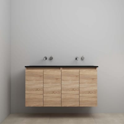 On-Line Onderkast - 120 cm - Bouwpakket - Greeploze Ladestructuur - Acryl Wastafel - zonder Kraangat - Eiken