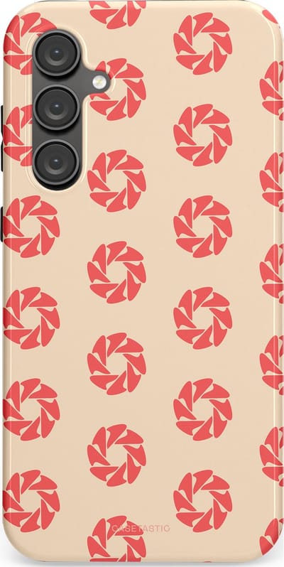 Casetastic hoesje geschikt voor Samsung Galaxy S23 FE - Dubbellaagse bescherming - Peach Bloem Cirkels - Fashion Case - Crème Koraal Perzik