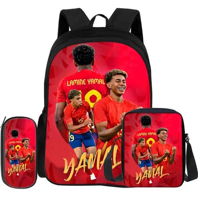 Leer, Reizen School Schoudertas, Etui, Sport Rugzak L-Lamin Yamal Kinderen 3-delige Set Rugzak Voetbalster Rugzak Cadeau