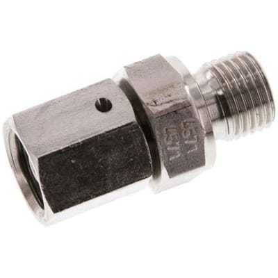 6S & G1/4'' RVS Rechte Draaidoorvoer Buitendraad 630bar FKM O-ring en Afdichtconus Verstelbaar ISO 8434-1