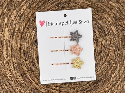 Bobby pin set 4 - schuifspeldje - haarspeldje - haarschuifje - kerst - glimmend - goud - roze - antraciet - sterretjes