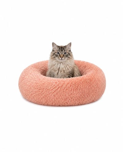 lionto Knuffelbed kat, donutvormig & extra zacht Ø50 cm roze