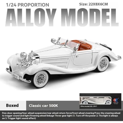 1:24 500K Klassieke Auto Legering Metaal Diecast Auto Model Geluid & Licht Bureau Collectie Hobby Ornamenten Cadeau Jongen C366